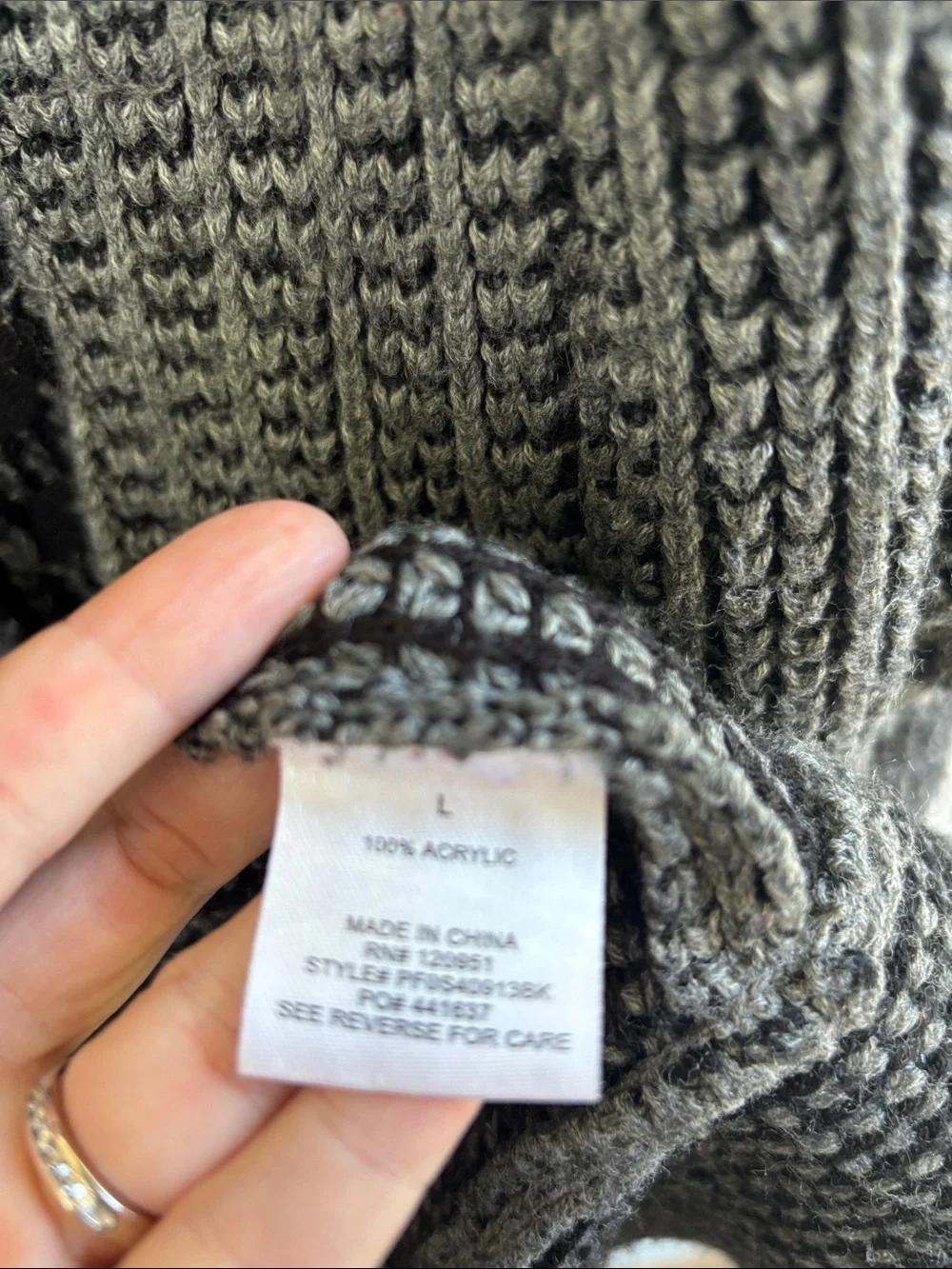 Pink Rose Gray Open-Front Knit Cardigan sz L